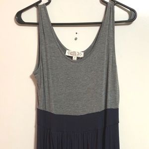Summer dress. Navy and Grey dress. Petite medium